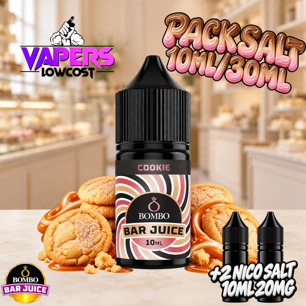 Bombo Bar Juice Cookie Pack Salts Longfill 10ml en bote de 30ml, sabor galleta dulce recién horneada