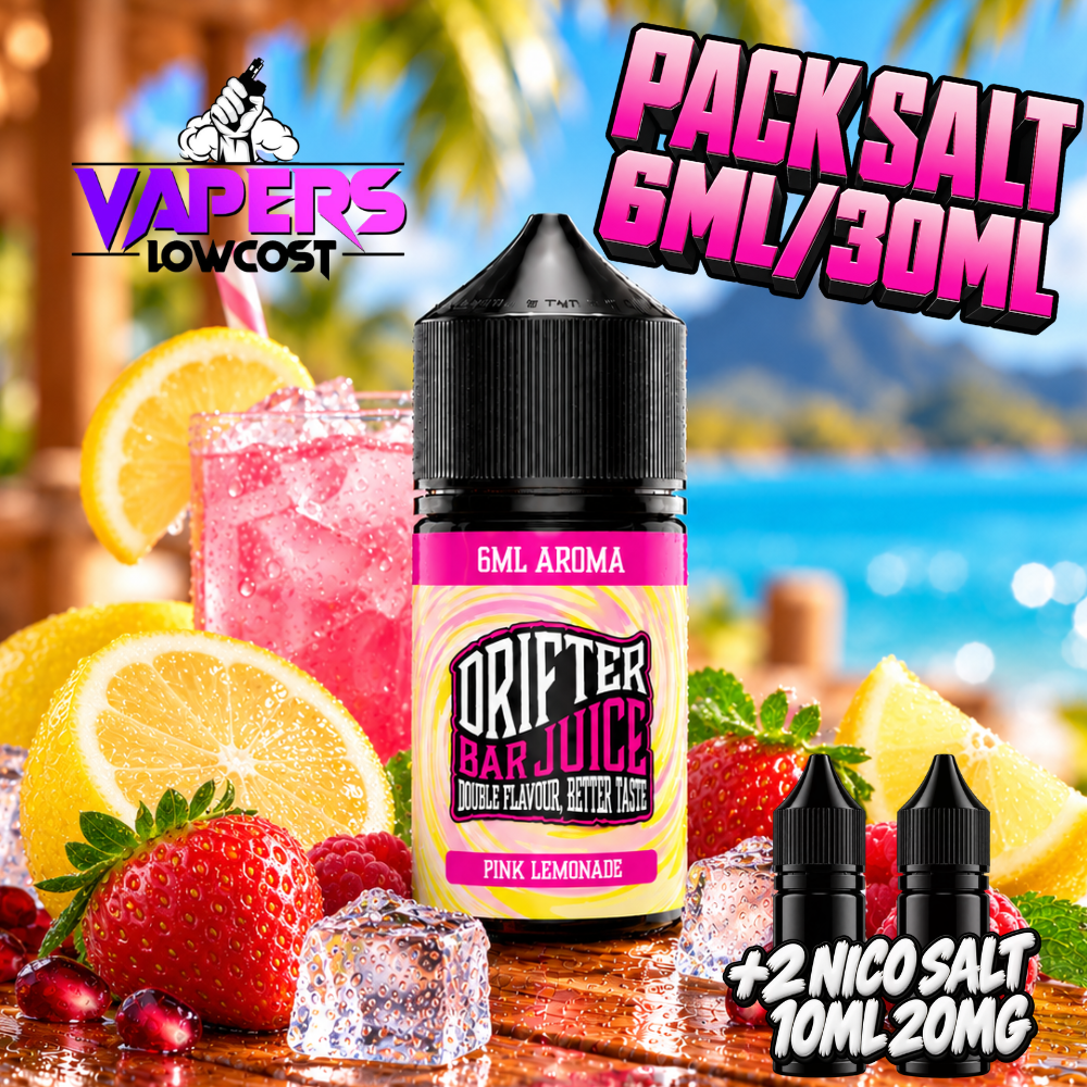 Drifter Bar Pack Salts Pink Lemonade con limón, fresa, frambuesa, granada y hielo