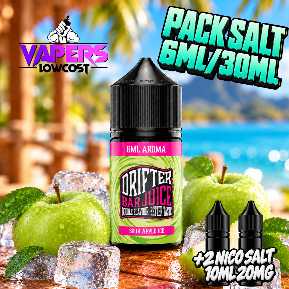 Drifter Bar Pack Salts Sour Apple Ice con manzanas verdes y hielo
