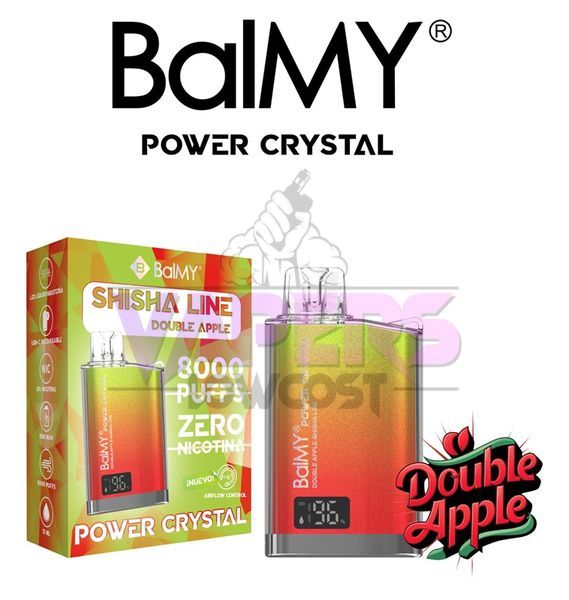 BALMY POWER CRYSTAL 8000 PUFF ZERO NICOTINA DOUBLE APPLE