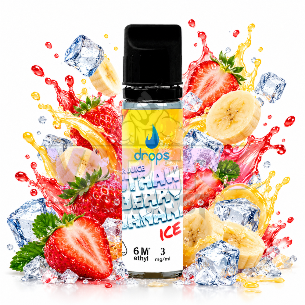 Drops All In Strawberry Banana Ice 10ml fresa plátano hielo