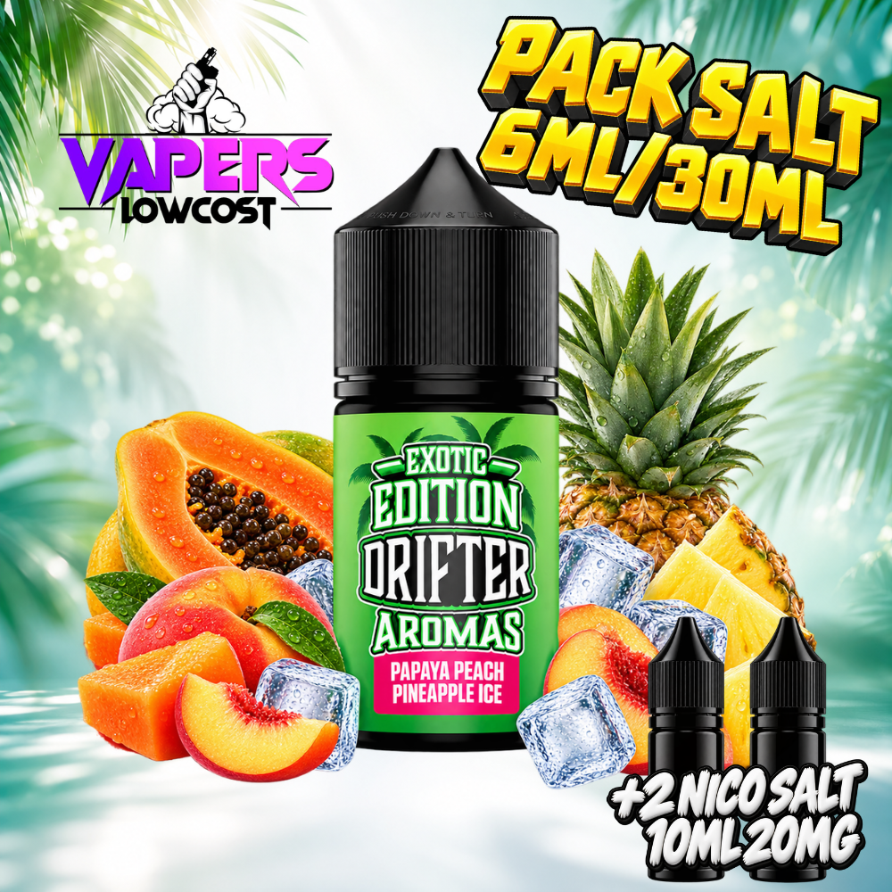 Drifter Exotic Pack Salt 6ml/30ml Papaya Peach Pineapple Ice