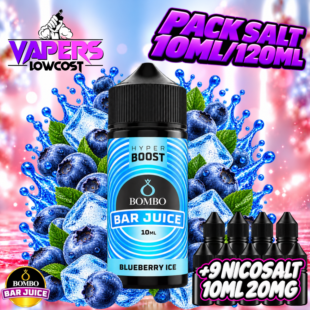 Bombo Bar Juice Hyper Boost Pack Salts 10ml/120ml – Blueberry Ice