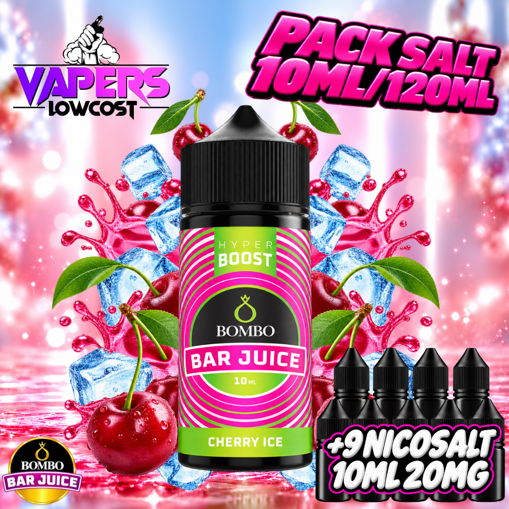 Bombo Bar Juice Hyper Boost Pack Salts 10ml/120ml – Cherry Ice