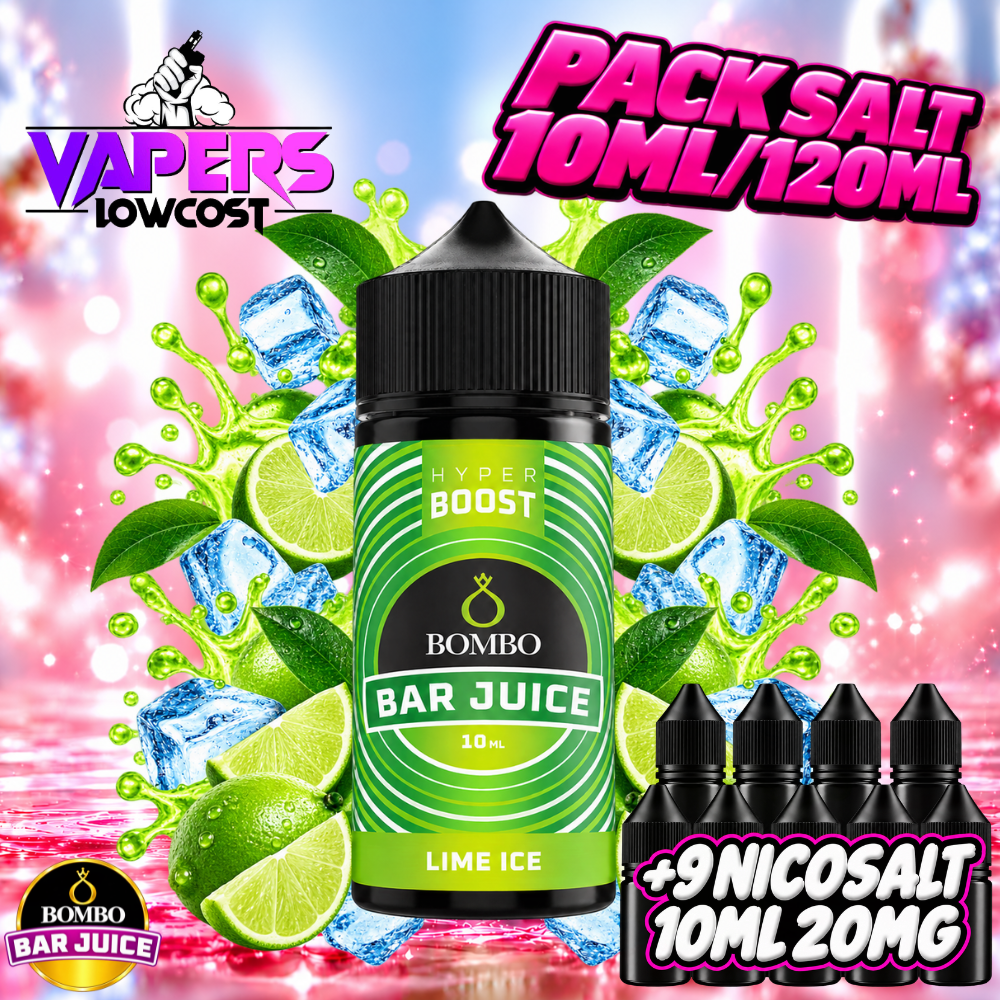 Bombo Bar Juice Hyper Boost Pack Salts 10ml/120ml – Lime Ice