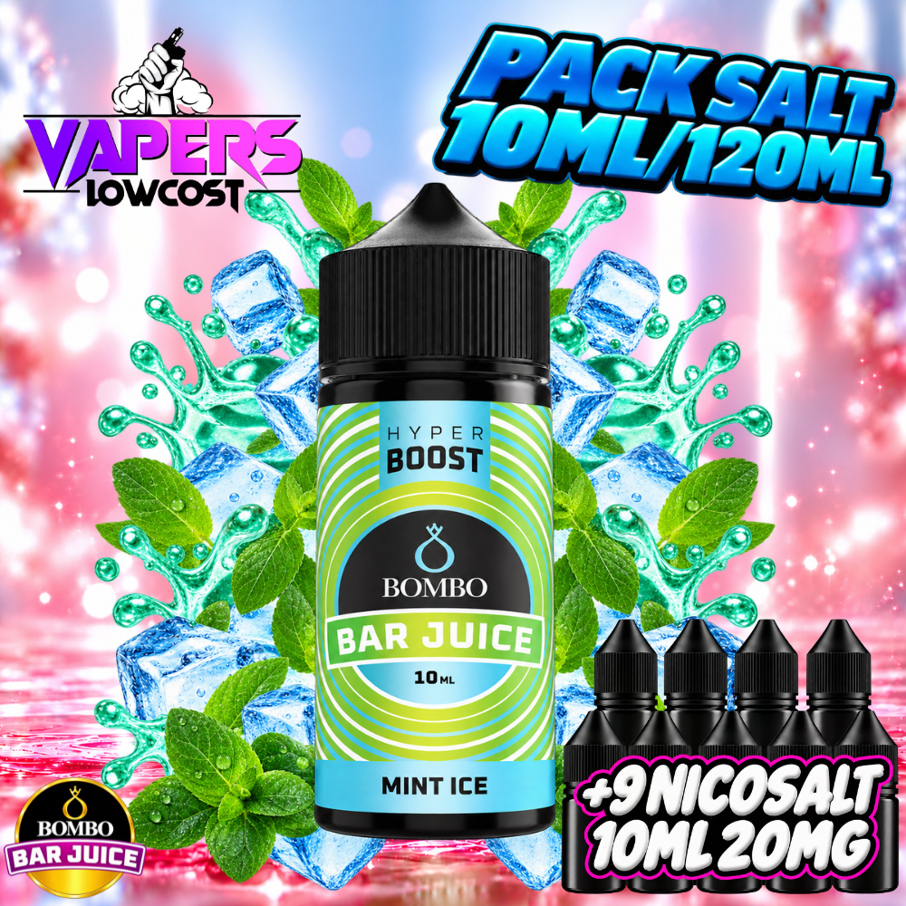 Bombo Bar Juice Hyper Boost Pack Salts 10ml/120ml – Mint Ice