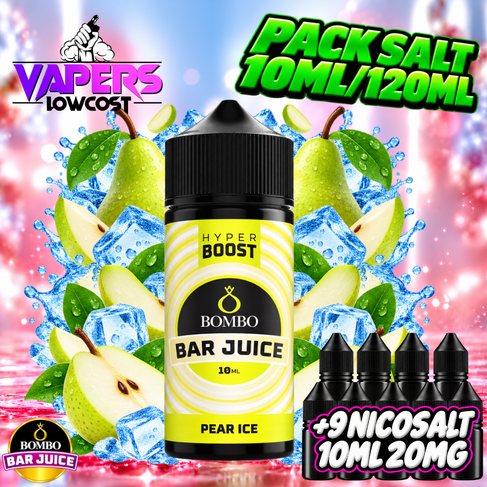 Bombo Bar Juice Hyper Boost Pack Salts 10ml/120ml – Pear Ice