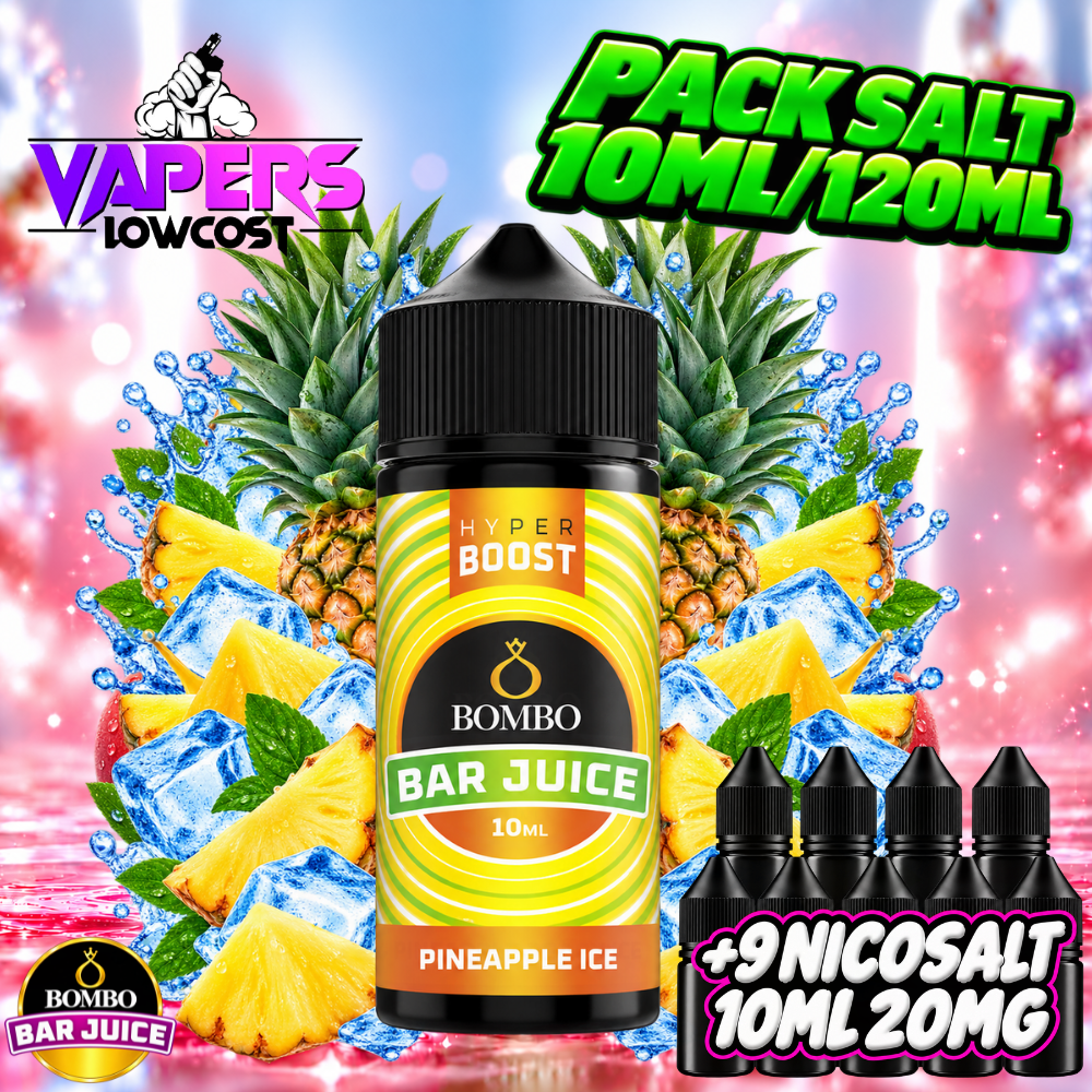 Bombo Bar Juice Hyper Boost Pack Salts 10ml/120ml – Pineapple Ice