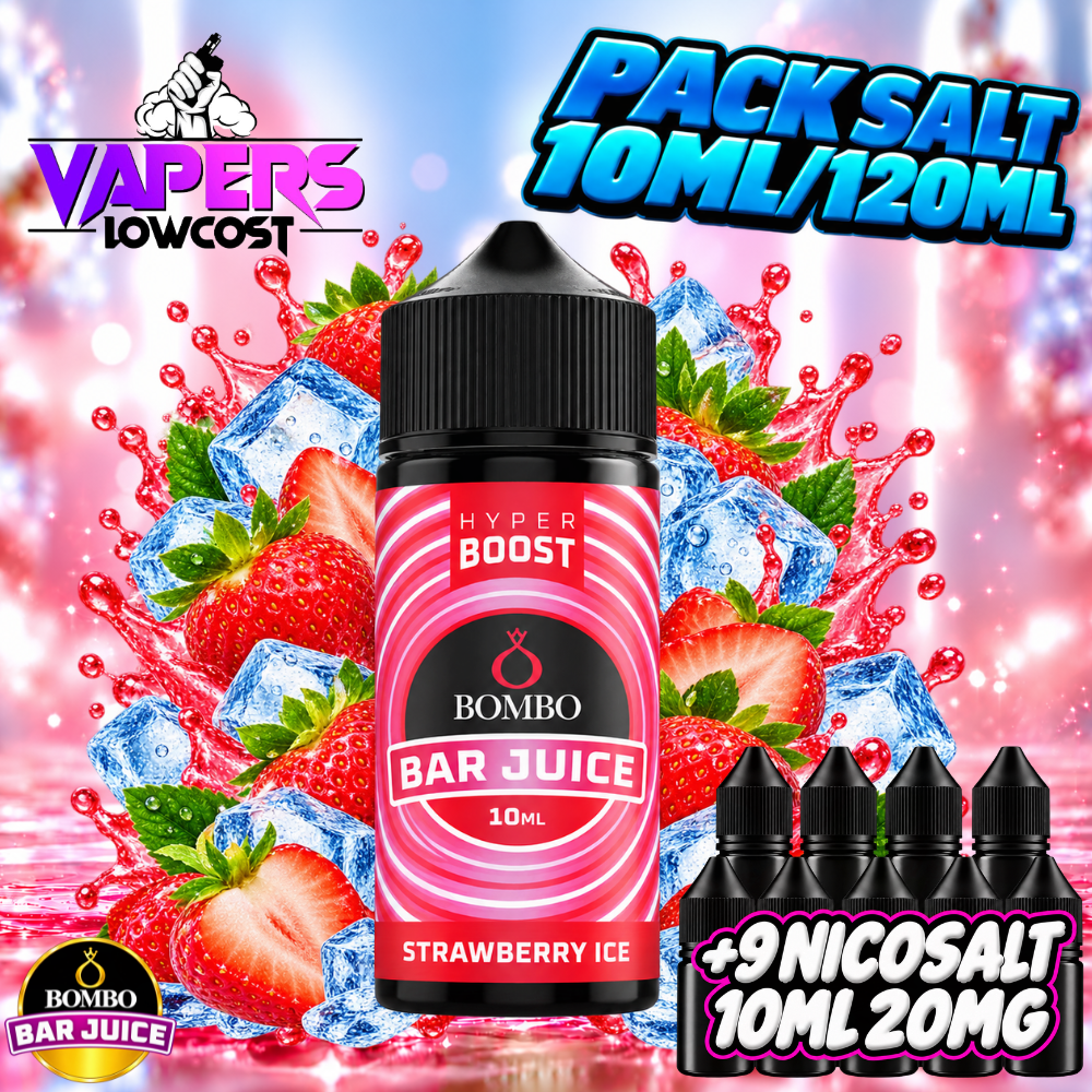 Bombo Bar Juice Hyper Boost Pack Salts 10ml/120ml – Strawberry Ice