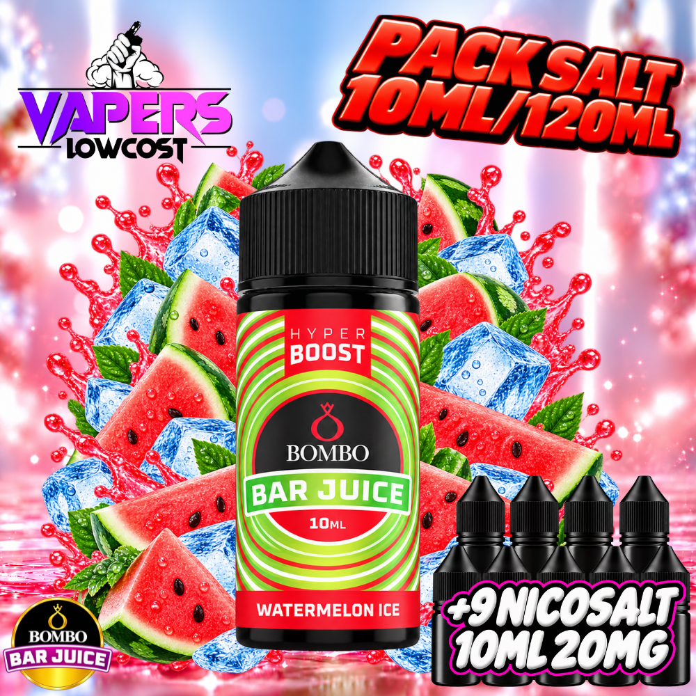 Bombo Bar Juice Hyper Boost Pack Salts 10ml/120ml – Watermelon Ice